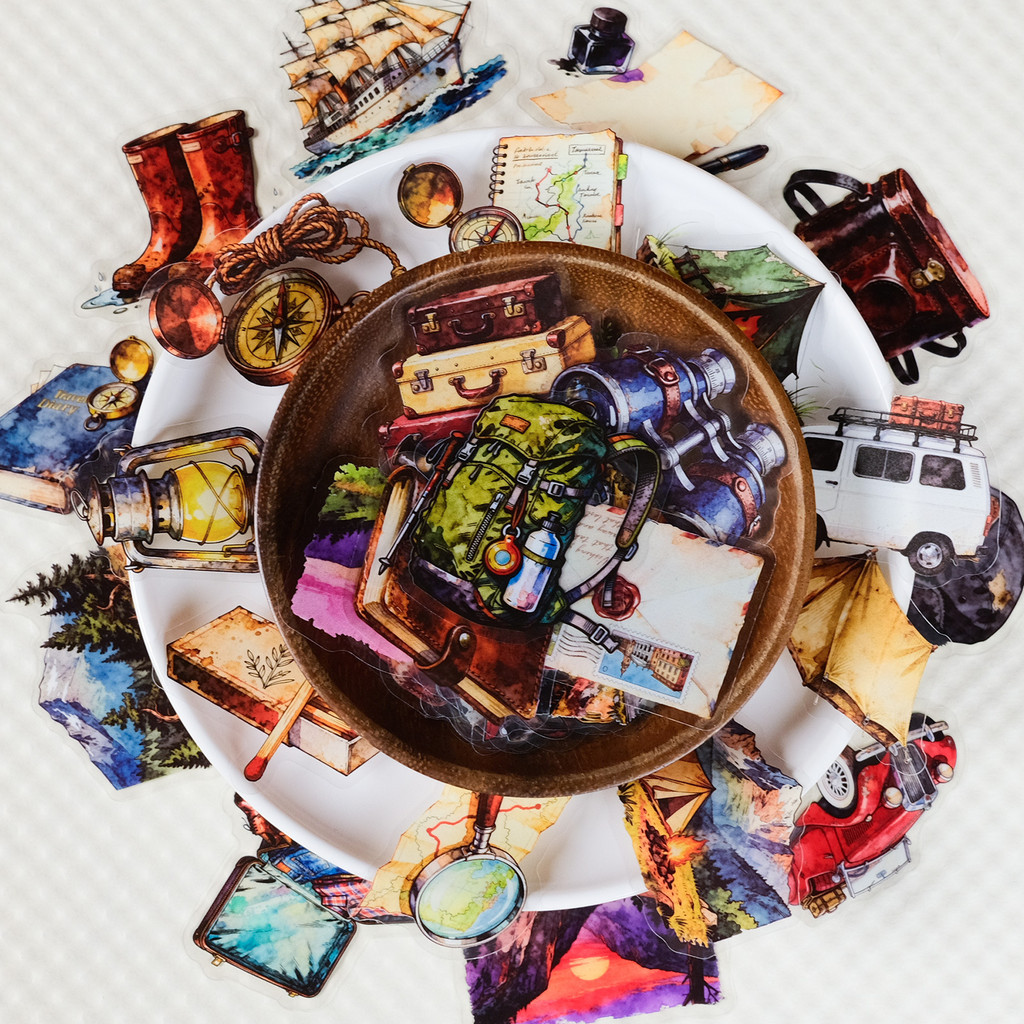 56Pcs Vintage Travel Outdoor P - مراجعة Outdoor Adventure Store وسعره