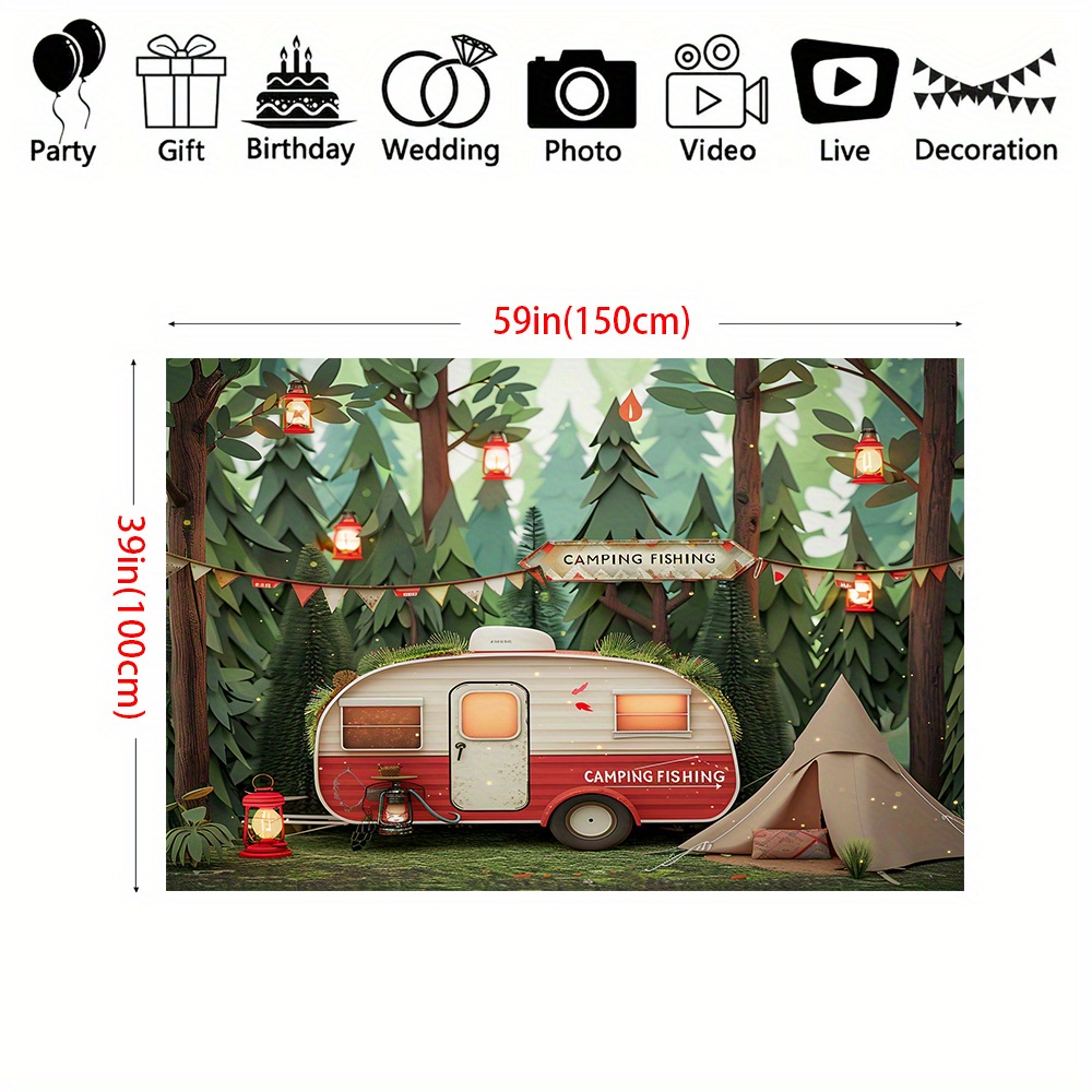 Polyester Jungle camping theme - مراجعة Outdoor Adventure Birthday Party وسعره