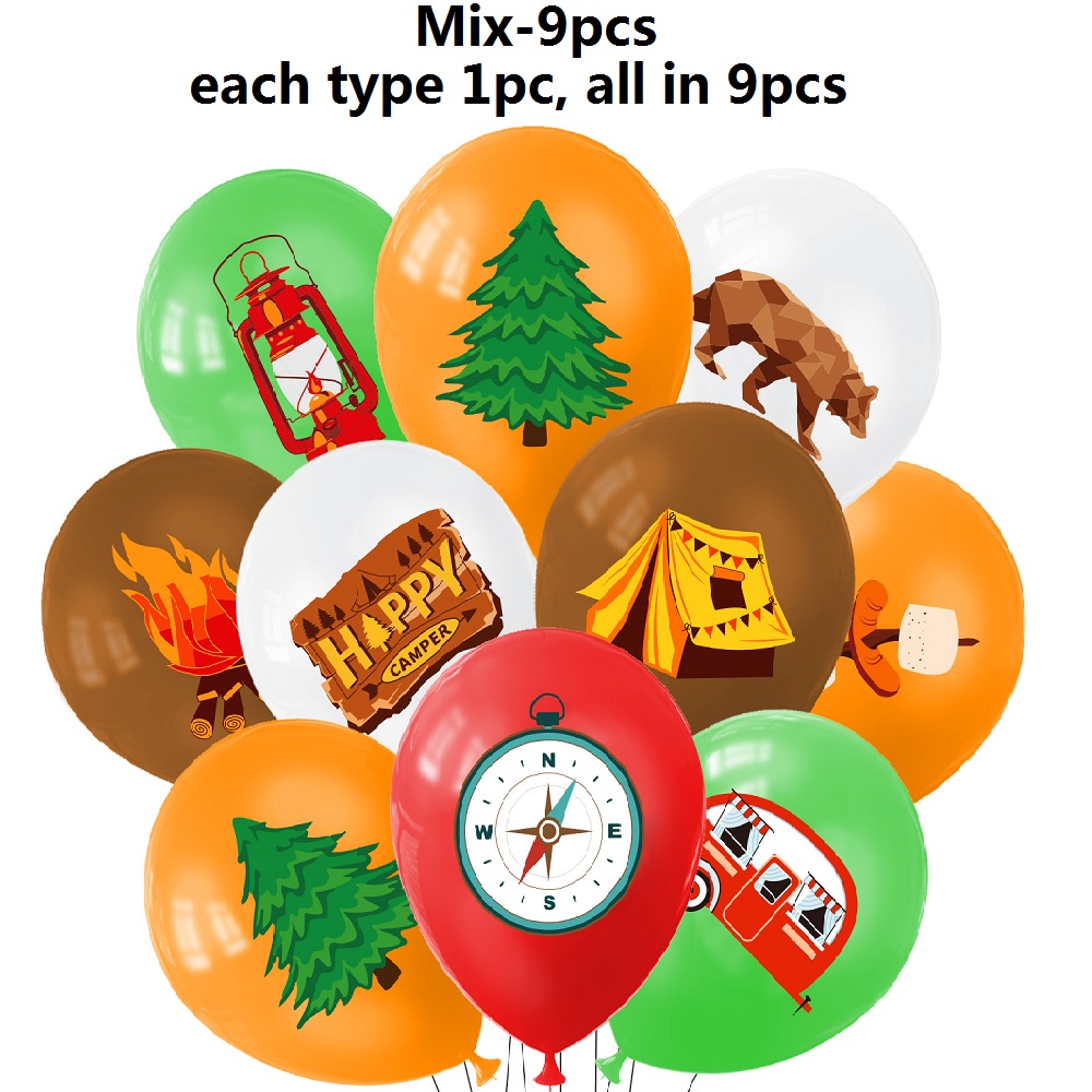 9pcs Happy Camping Balloon, Ou - مراجعة Outdoor Adventure Birthday Party وسعره