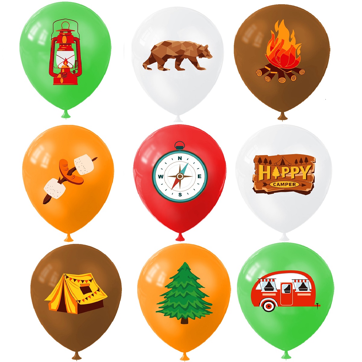 9pcs Happy Camping Balloon, Ou - مراجعة Outdoor Adventure Birthday Party وسعره