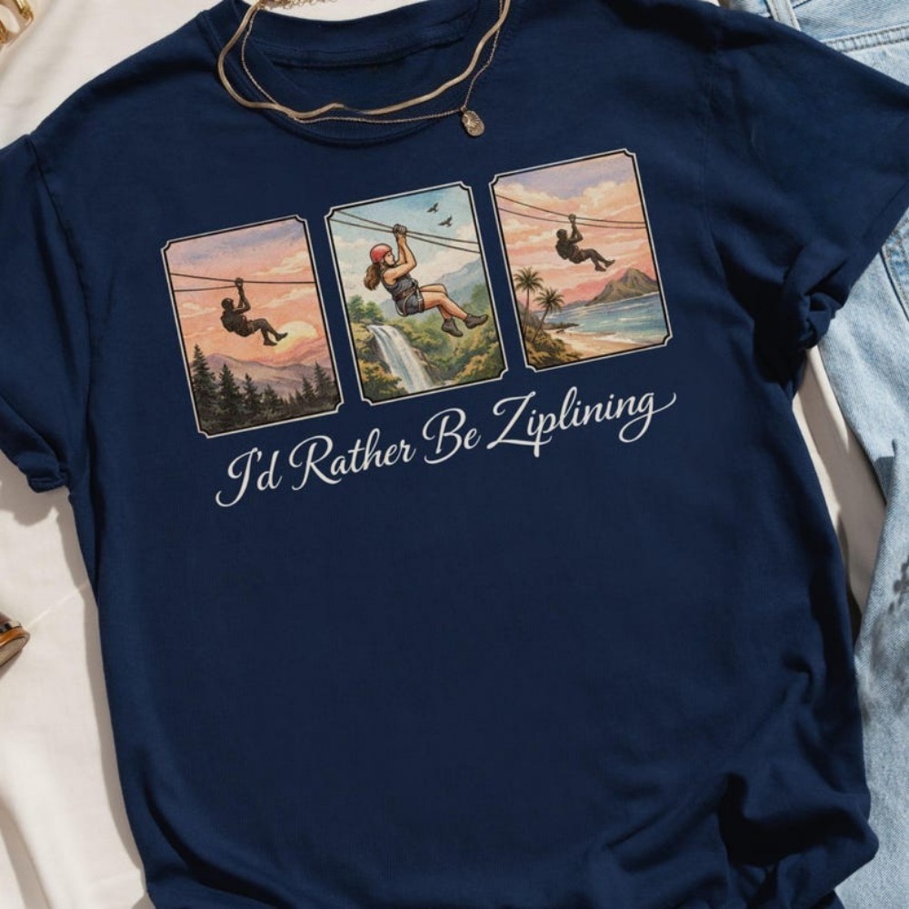 I'd Rather Be Ziplining T-Shir - مراجعة Outdoor Adventure Ziplines & Waterfall وسعره