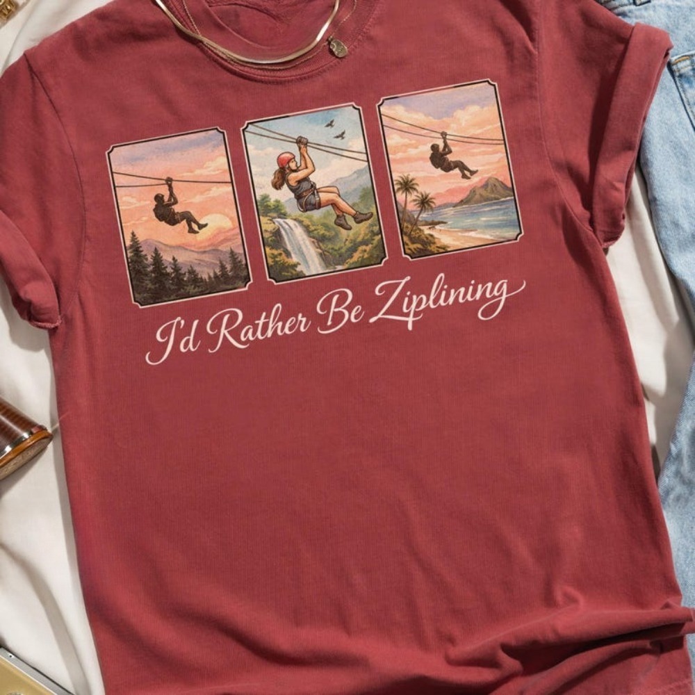 I'd Rather Be Ziplining T-Shir - مراجعة Outdoor Adventure Ziplines & Waterfall وسعره