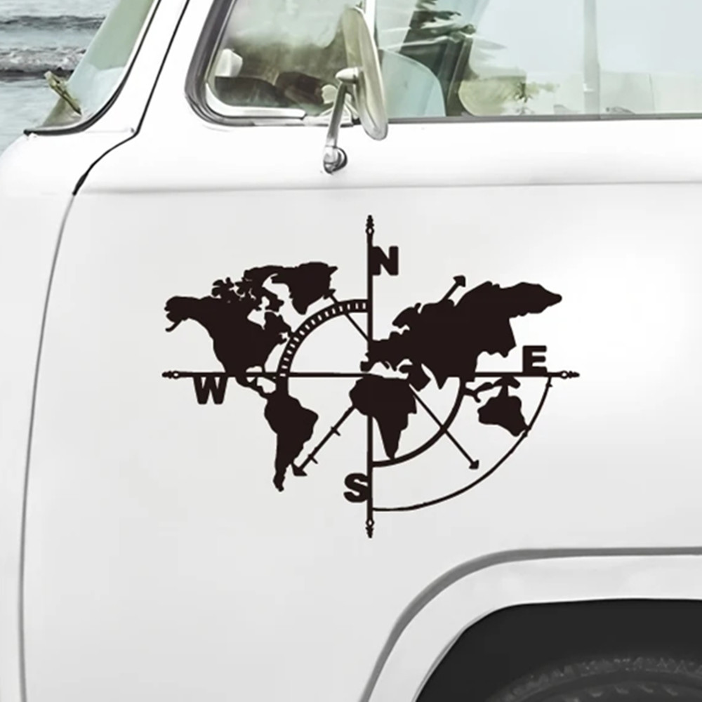 Compass World Map Vinyl Decal, - مراجعة Outdoor Adventure Jeep وسعره